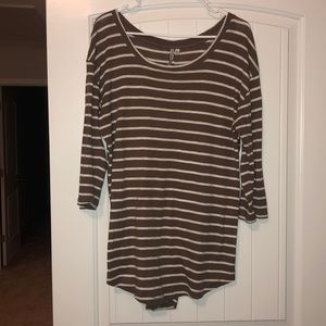 brown/tan strip blouse